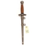 A Third Reich 2nd pattern Luftwaffe officer’s dagger, with unmarked blade and dark orange grips,