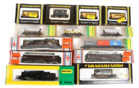 A quantity of ‘N’ gauge Locomotives and freight wagons. Minitrix – BR class 2MT 2-6-0 tender