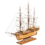 The American whaling ship “Charles W. Morgan” of 1841, on wooden stand, 30” long x 28” high