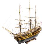 A modern museum style wooden model of Nelson’s flagship HMS Victory, a fine representation of
