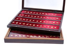 2 framed sets of 100 gold plated military aircraft by Danbury Mint HGAR. Covering the early years of