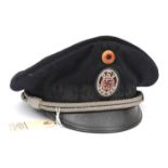 A scarce Third Reich Kyffhauserbund Cycling Association officer’s peaked cap, of black felt, the
