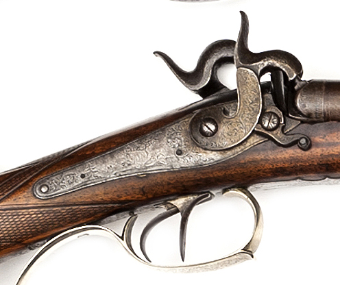 An Austrian DB 14 bore percussion sporting gun, 45¾” overall, browned twist barrels 30”, the top rib - Image 2 of 2