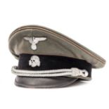 An extremely rare SS Concentration Camp Guards officer’s peaked cap, fine quality fieldgrey cloth,