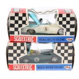 2 Scalextric cars. An Austin Healey 100 Sport in British Racing Green livery, RN5, tan interior.