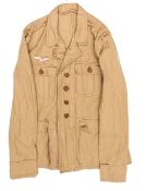 An Afrikakorps Luftwaffe man’s tunic, sand colour cotton material, machine sewn special pattern