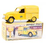 A French Dinky Toys Fourgonnette Postale 2CV Citroen (560). In bright yellow livery. Boxed, some