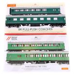 2 Hornby Railways OO gauge Packs. BR Pull-Push coaches (R4534) –Maunsell second open coach/