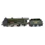 A Hornby 20V O gauge electric 4-4-2 tender locomotive ‘Lord Nelson’. In lined olive green livery.