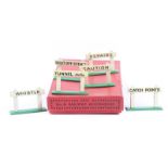 A Hornby Series O gauge No8 Railway Accessories (A831). Comprising 6 signs,- cream painted with