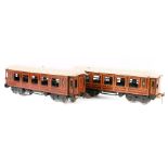 A Bing O gauge 3-rail electric suburban EMU. In ‘teak’ LNER livery, powered driving coach (power