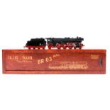 A German TilligTTBahn TT scale locomotive (02140). A DR class BR03 Reko 4-6-2 tender locomotive,