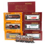 12 BEMO HOE/HOM Locomotive and freight rolling stock. An RhB Elektr.-Triebwagen Abe 4/4 Nr.501 -504,