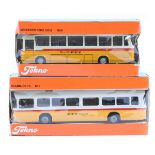 2 TEKNO Coaches. One a Mercedes-Benz 0302 (950) and a Scania CR76 (851). Both Swiss PTT yellow,