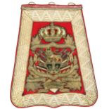 †A good Victorian officer’s full dress embroidered scarlet cloth sabretache of the 15th (the King’s)