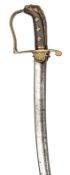 A late 18th century light infantry or light company officer’s sword, curved shallow fullered blade