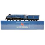 An L.H. Loveless & Co. by F.M. Models O gauge BR 4-6-2 class A4 4-6-2 streamlined Tender Locomotive.