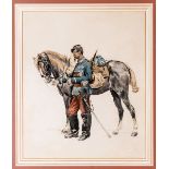 †A pair of well detailed watercolour paintings of French Third Empire Cavalry by the famous French