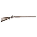 A mid 19th century 14 bore percussion sporting rifle, 46” overall, rebrowned octagonal twist