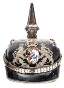 An Imperial German Bavarian General’s M1896 pickelhaube, the silver badge with pronounced convex