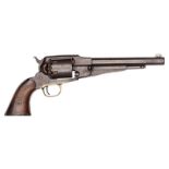 A 6 shot .44” Remington New Model Army percussion revolver, number illegible, with plain walnut