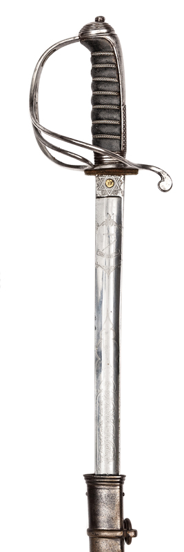 A Victorian officer’s sword of The Royal Artillery, very slightly curved blade 32½”, by Wilkinson,