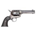 A 6 shot .41” centre fire Colt single action Army (or “Peacemaker”) revolver, barrel 4¾” with