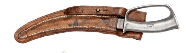 A WWI military knife by Robbins of Dudley, curved double edged blade, 7½”, one piece lightweight