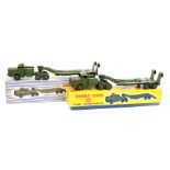 2 Dinky Supertoys Thornycroft Mighty Antar Tank Transporter (660). Both in olive green with gloss