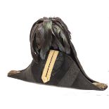 A Victorian officer’s cocked hat of the Medical Staff, black beaver body with black lace bands and