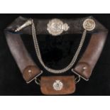 A Victorian officer’s silver mounted shoulder belt and pouch of the 40th Pathans, of brown