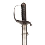 An Edward VII cavalry officer’s sword, very slightly curved, fullered blade 35" by Wilkinson, no