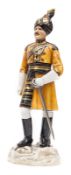 A Michael Sutty painted porcelain figure of an officer “Skinner’s Horse”, in full dress with turban,
