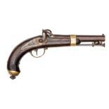 A scarce French 20 bore Model 1842 naval percussion belt pistol, 11¾” overall, barrel 6¾”, the