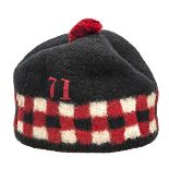 A rare other rank’s “Hummel” bonnet of The 71st (Highland) (Light Infantry) c 1830, of stitched