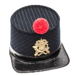 An OR’s 1861 pattern quilted shako of The Monmouthshire Rifle Volunteers, patent leather headband,