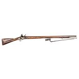 A 10 bore India pattern Brown Bess flintlock musket, 55” overall, barrel 39” with ordnance proofs;