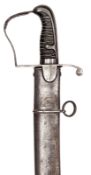 A 1796 pattern light cavalry officer’s sword, dated 1798, broad curved shallow fullered blade