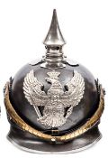 †A good Prussian M1905 Jager zu Pferd helmet of Regiments nos 1-4, of grey steel, the inside stamped