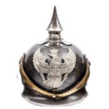 †A good Prussian M1905 Jager zu Pferd helmet of Regiments nos 1-4, of grey steel, the inside stamped