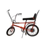 A scarce Raleigh Chopper Mk1. Dating from 1969, in the original orange livery, fitted with Sturmey
