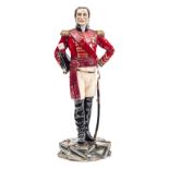 A Michael Sutty large painted porcelain figure “Duke of Wellington 1805”, in full dress holding