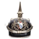 †An Imperial German Bavarian M1896 pickelhaube, the silvered badge with enamelled oval centre, the