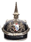 †An Imperial German Bavarian M1896 pickelhaube, the silvered badge with enamelled oval centre, the
