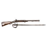 A good scarce double barrelled 32 bore Jacob’s percussion rifle, 40½” overall, barrels 24” with