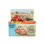 A Corgi Toys Volkswagen 1200 in East African Safari Trim (256). Orange body, RN18 East African Rally