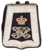 †A Victorian officer’s full dress embroidered blue cloth sabretache of the Derbyshire Yeomanry,