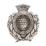 An officer’s silver plated pouch belt badge of the Royal Cornwall Militia or Duke of Cornwall’s