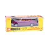 A scarce Corgi Whizzwheels Rover 2000TC (281). An example in metallic purple body with amber roof