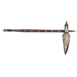 A good early 19th century Indian axe zaghnal, blade 8”, reinforced towards point, pierced at the